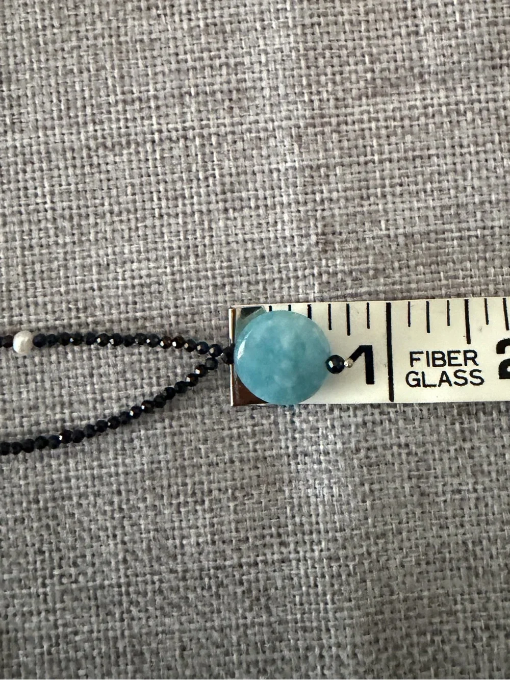 Faceted Black Spinel Beaded Necklace with Blue Gemstone Pendant & Pearl Accents